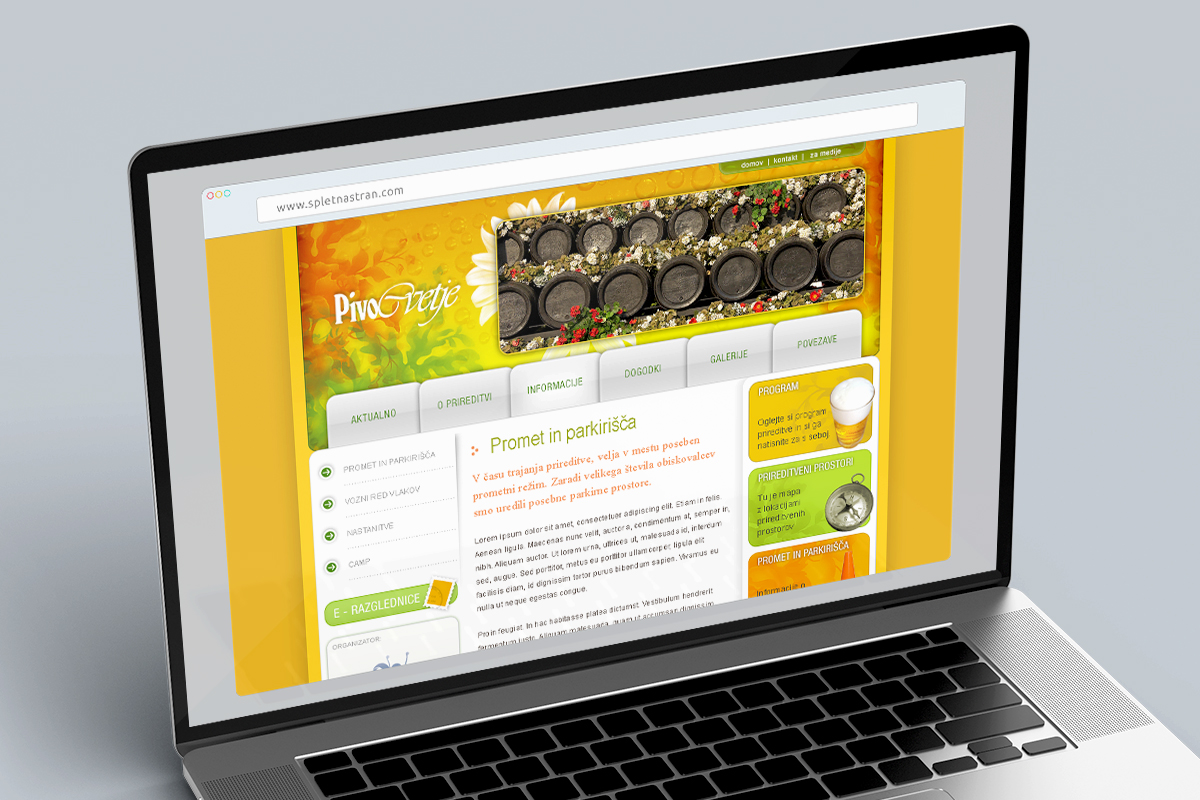Pivo in cvetje - Dizajn spletne strani